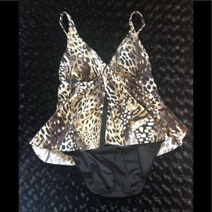 Cheetah print one piece bathing suit